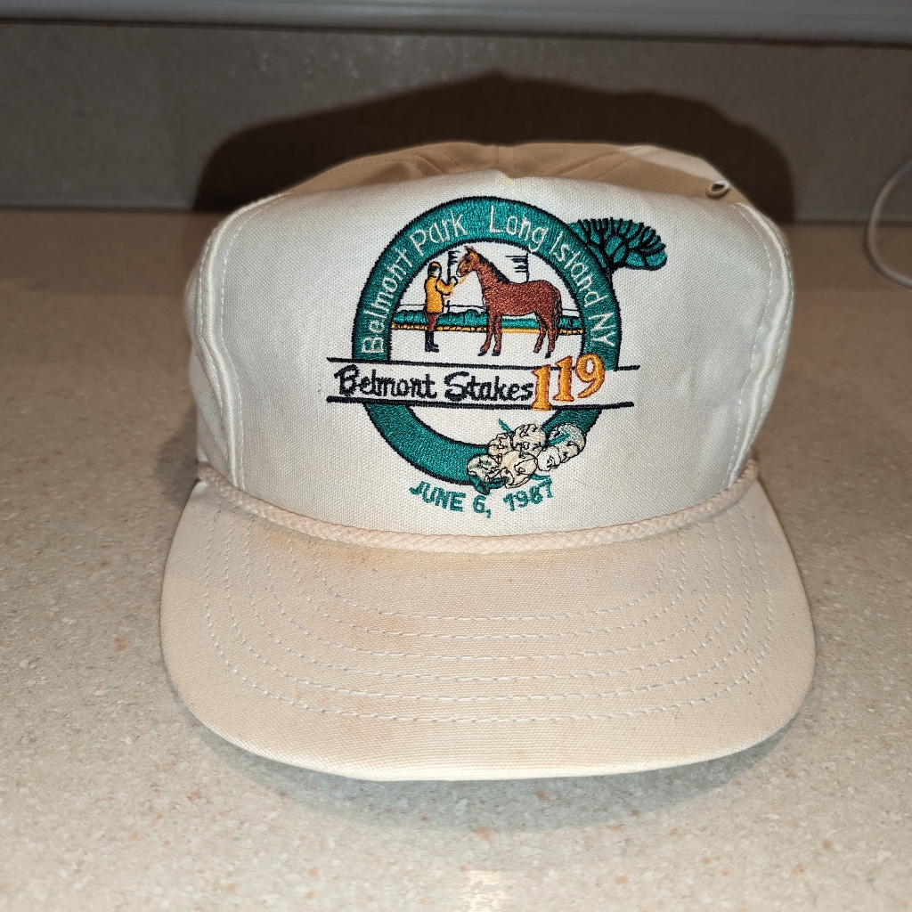 Vintage 1987 Belmont Park Belmont Stakes 119 Cap Hat White Long Island New York